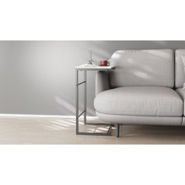 Столик приставной Терри Ferrum-decor 650x440x330 Черный металл ДСП Бетон 16 мм (TERR007)