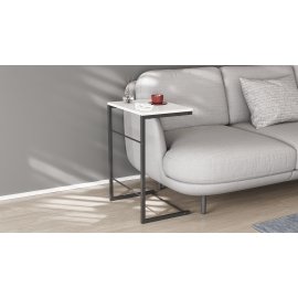 Столик приставной Терри Ferrum-decor 650x440x330 Черный металл ДСП Белый 16 мм (TERR001)