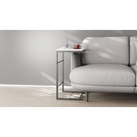 Приставний Столик Террі Ferrum-decor 650x440x330 Чорний метал ДСП Білий 16 мм (TERR001)