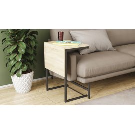 Стол журнальный приставной Терри Комбо Ferrum-decor 345x662x440 Черный металл ДСП Дуб Сонома 16 мм (TERRIK004)
