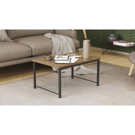 Стол журнальный приставной Терри Комбо Ferrum-decor 345x662x440 Черный металл ДСП Дуб Сонома Трюфель 16 мм (TERRIK005)