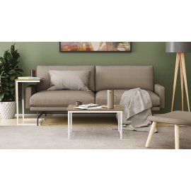 Стол журнальный приставной Терри Комбо Ferrum-decor 345x662x440 Белый металл ДСП Дуб Сонома Трюфель 16 мм (TERRIK012)
