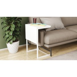 Стол журнальный приставной Терри Комбо Ferrum-decor 345x662x440 Белый металл ДСП Белый 16 мм (TERRIK008)