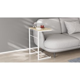 Столик приставной Терри Ferrum-decor 650x440x330 Белый металл ДСП Дуб Сонома 16 мм (TERR011)