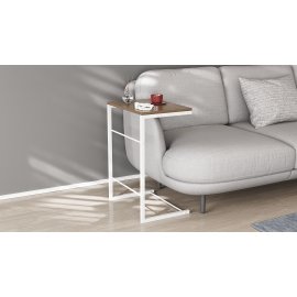 Столик приставной Терри Ferrum-decor 650x440x330 Белый металл ДСП Дуб Сонома Трюфель 16 мм (TERR012)