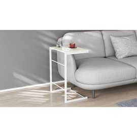 Столик приставной Терри Ferrum-decor 650x440x330 Белый металл ДСП Бетон 16 мм (TERR014)