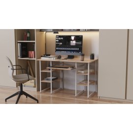 Компьютерный стол Ferrum-decor Тим 75x120x60 белый ДСП Дуб Сан-Марино 16мм