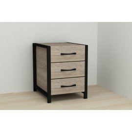 Тумба универсальная Ferrum-decor Вивьен 3 50x41x40 черный ДСП Дуб Сонома Труфель 16мм