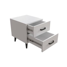 Тумба Вива 2 на конусных ножках Ferrum-decor 41x35x40 Черный металл ДСП Белый 16 мм (VIVA206)
