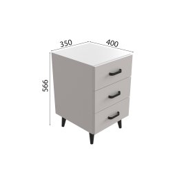 Тумба Вива 3 на конусных ножках Ferrum-decor 56,5x35x40 Черный металл ДСП Белый 16 мм (VIVA306)