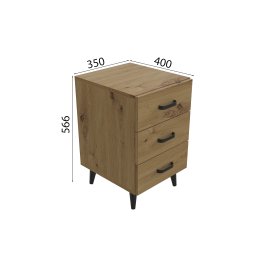 Тумба Вива 3 на конусных ножках Ferrum-decor 56,5x35x40 Черный металл ДСП Дуб Артизан 16 мм (VIVA307)