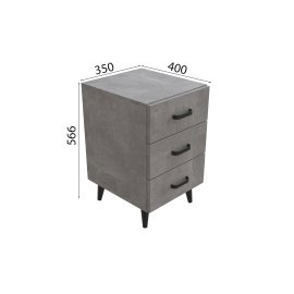 Тумба Вива 3 на конусных ножках Ferrum-decor 56,5x35x40 Черный металл ДСП Бетон 16 мм (VIVA300)