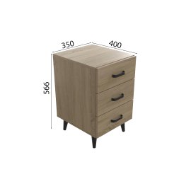 Тумба Вива 3 на конусных ножках Ferrum-decor 56,5x35x40 Черный металл ДСП Дуб Сонома 16 мм (VIVA303)