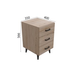 Тумба Вива 3 на конусных ножках Ferrum-decor 56,5x35x40 Черный металл ДСП Дуб Сан-Марино 16 мм (VIVA305)