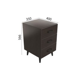 Тумба Вива 3 на конусных ножках Ferrum-decor 56,5x35x40 Черный металл ДСП Венге Магия 16 мм (VIVA302)