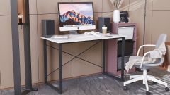 Письменный стол Ferrum-decor Дейв 75x100x60 черный ДСП Белое 16мм