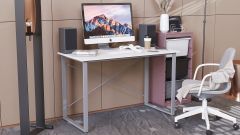 Письменный стол Ferrum-decor Дейв 75x140x60 серый ДСП Белое 16мм
