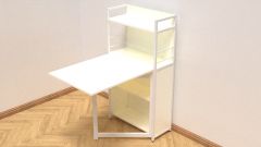 Стол книжка с этажеркой Практик 1 Ferrum-decor 1200x640x990 Белый металл ДСП Белый 16 мм (PRA108)