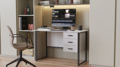 Письменный стол Ferrum-decor Гарри 75x120x70 черный ДСП Белое 16мм