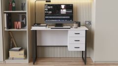 Комп'ютерний стіл Ferrum-decor Гаррі 75x140x60 чорний ДСП Біле 16мм