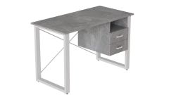 Письмовий стіл з ящиками Ferrum-decor Оскар 750x1200x600 метал Білий ДСП Бетон 16 мм (OSK0014)