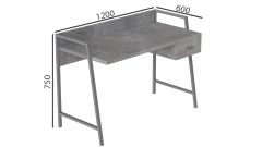 Письменный стол Ferrum-decor Комфорт 750x1200x600 Серый металл ДСП Бетон 32 мм (KOMF035)
