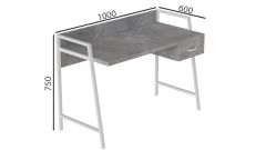 Письмовий стіл Ferrum-decor Комфорт 750x1200x600 Білий метал ДСП Бетон 32 мм (KOMF042)