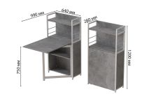 Стол книжка с этажеркой Практик 1 Ferrum-decor 1200x640x990 Белый металл ДСП Бетон 16 мм (PRA114)