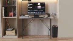 Стол письменный LINE Тайм Ferrum-decor 750x1000x500 Черный металл ДСП Бетон 16 мм (TIME107)