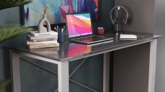 Письмовий стіл Ferrum-decor Драйв 750x1400x700 Сірий метал ДСП Венге Магія 16 мм (DRA115)