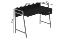 Письмовий стіл Ferrum-decor Комфорт 750x1000x600 Сірий метал ДСП Венге Магія 32 мм (KOMF010)