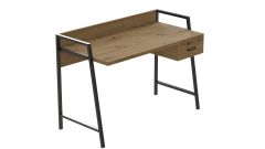 Письмовий стіл Ferrum-decor Комфорт 750x1000x600 Чорний метал ДСП Дуб Артізан 32 мм (KOMF006)