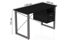 Письмовий стіл з ящиками Ferrum-decor Оскар 750x1200x600 метал Сірий ДСП Венге 16 мм (OSK0017)