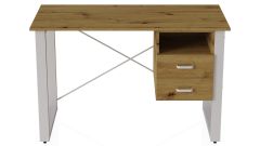 Письмовий стіл з ящиками Ferrum-decor Оскар 750x1400x600 метал Білий ДСП Дуб Артізан 16 мм (OSK0034)