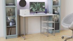 Письменный стол Ferrum-decor Кевин 75x100x60 серый ДСП Белое 16мм