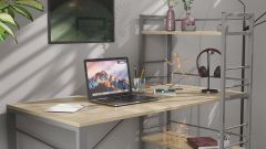 Письменный стол Ferrum-decor Серии Конект c этажеркой 75x120x600 серый ДСП Дуб Сонома 16мм