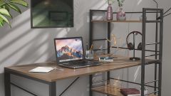 Письменный стол Ferrum-decor Серии Конект c этажеркой 75x120x600 серый ДСП Дуб Сонома Трюфель 16мм