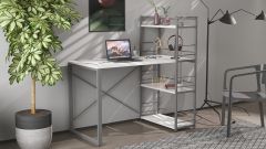 Письменный стол Ferrum-decor Серии Конект c этажеркой 75x120x600 серый ДСП Белое 16мм