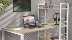 Письмовий стіл Ferrum-decor Серії Конект c етажеркою 75x120x60 білий ДСП Дуб Сонома 16мм (XK00190)