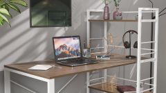 Письмовий стіл Ferrum-decor Серії Конект c етажеркою 75x120x60 білий ДСП Дуб Сонома Трюфель 16мм (XK00191)