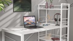 Письмовий стіл Ferrum-decor Серії Конект c етажеркою 75x120x60 білий ДСП Біле 16мм (XK00187)
