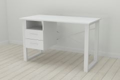 Письмовий стіл з ящиками Ferrum-decor Оскар 750x1400x600 метал Білий ДСП Біле 16 мм (OSK0029)