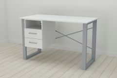 Письмовий стіл з ящиками Ferrum-decor Оскар 750x1200x700 метал Сірий ДСП Біле 16 мм (OSK0057)