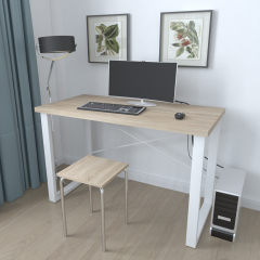 Письменный стол Ferrum-decor Драйв 750x1400x600 Белый металл ДСП Дуб Сонома 32 мм (DRA186)