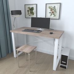 Письменный стол Ferrum-decor Драйв 750x1200x600 Белый металл ДСП Дуб Сонома Трюфель 32 мм (DRA166)
