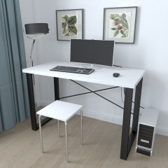 Письменный стол Ferrum-decor Драйв 750x1000x700 Черный металл ДСП Белый 32 мм (DRA190)