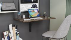 Обеденный стол-трансформер Ника настенный Ferrum-decor 420x900x500 Черный металл ДСП Дуб Сонома Трюфель 16 мм (NIKA005)