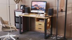 Письменный стол с ящиками Ferrum-decor Оскар  750x1400x600 металл Черный ДСП Дуб Артизан 16 мм (OSK0027)