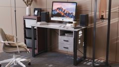 Письменный стол с ящиками Ferrum-decor Оскар  750x1400x600 металл Черный ДСП Бетон 16 мм (OSK0028)