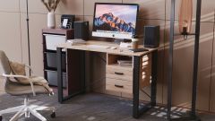 Письменный стол с ящиками Ferrum-decor Оскар  750x1400x600 металл Черный ДСП Дуб Сан-Марино 16 мм (OSK0023)